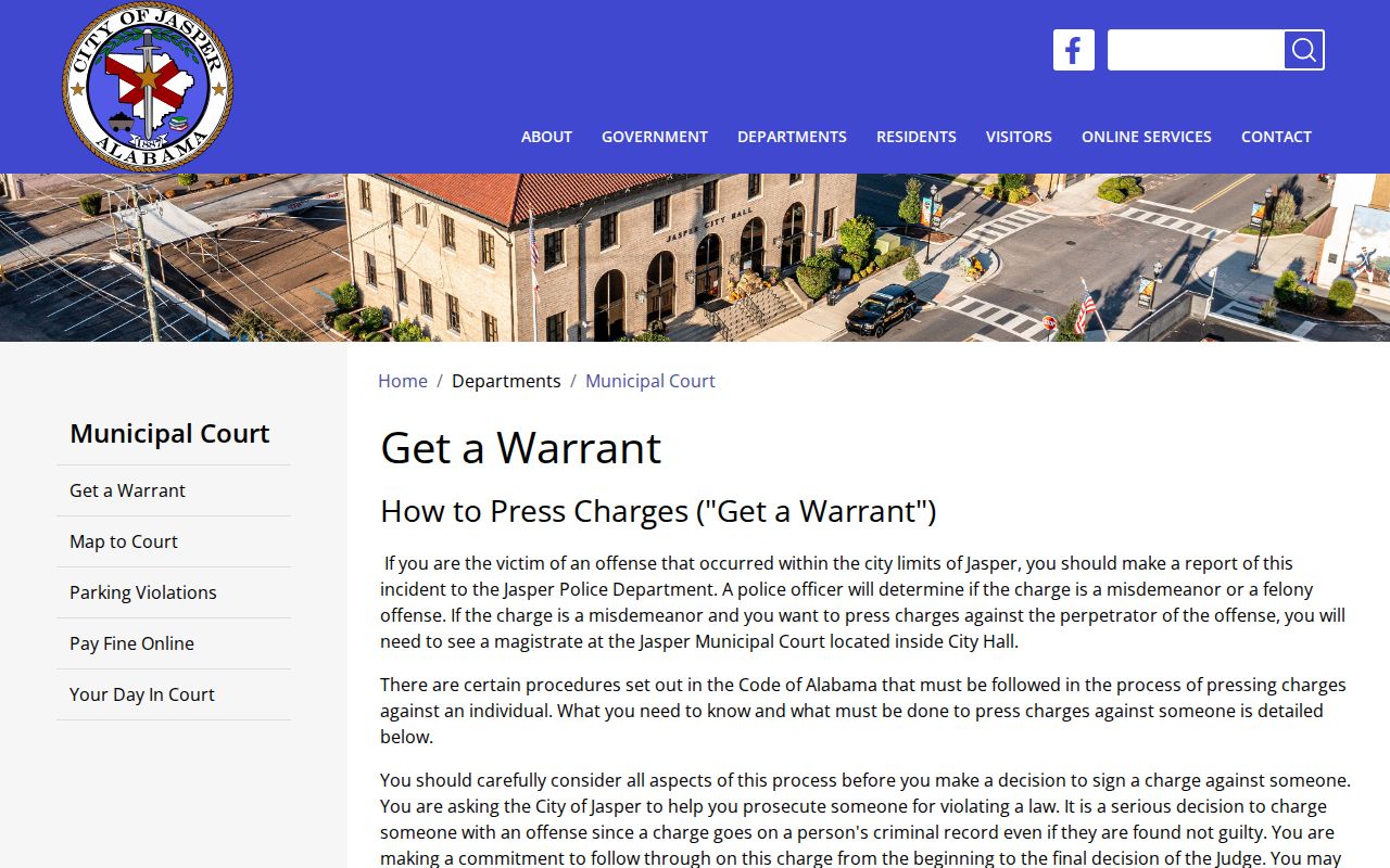 Walker County warrant records and Jasper deposition process