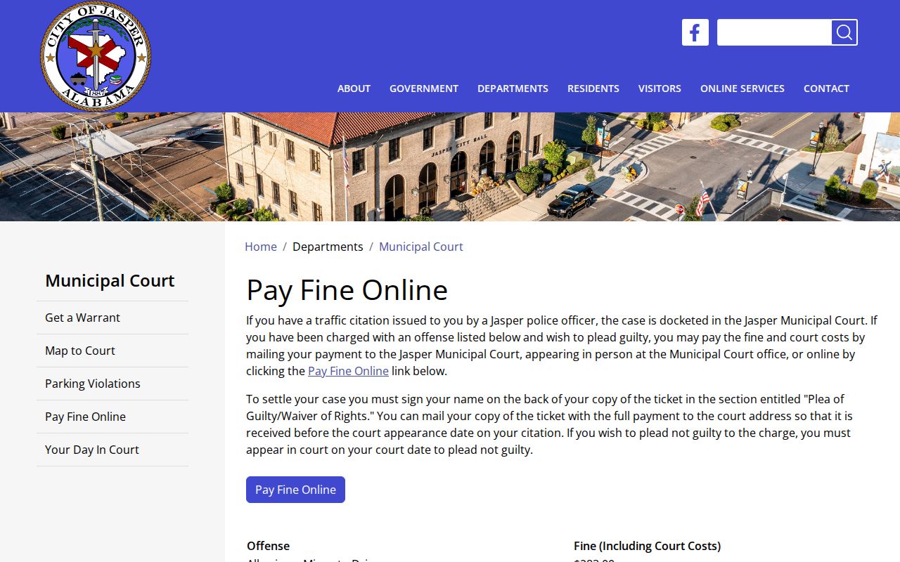 Jasper Municipal Court official traffic payment information