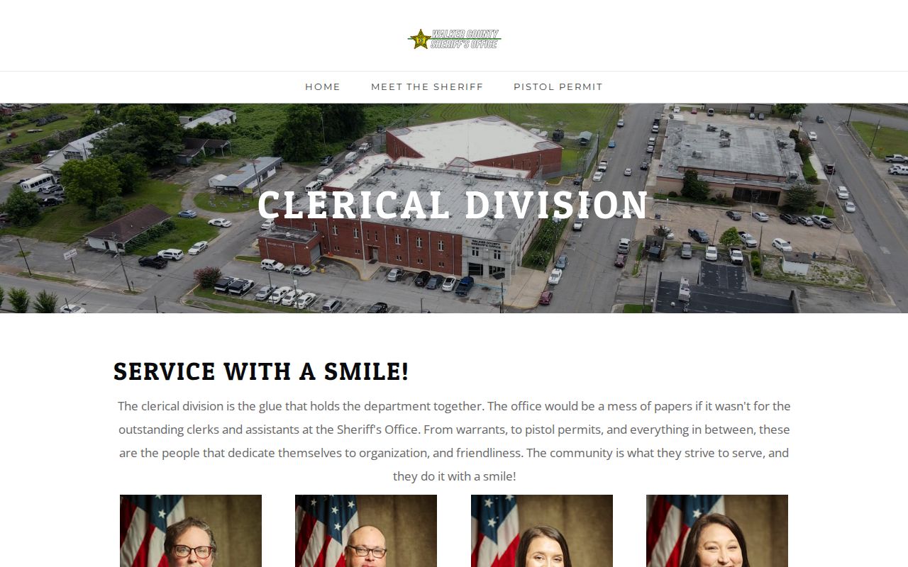 Walker County Sheriff Clerical Division page describing warrant administration