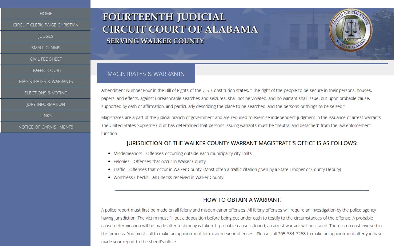 Official Walker County magistrate and warrant instructions